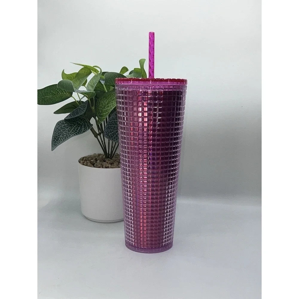 NEW! Starbucks 2020‎ Limited Edition VENTI 24oz Dark Pink Disco Tumbler W/Straw